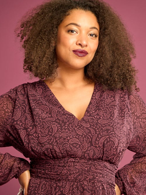 Korte jurk met gedrapeerde ceintuur - Kiabi