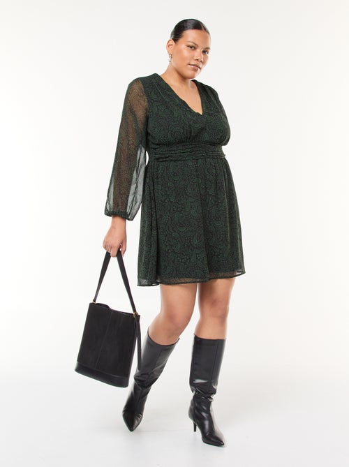 Korte jurk met gedrapeerde ceintuur - Kiabi