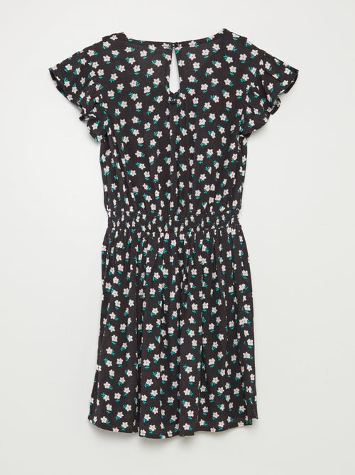 Korte jurk met print en ruches - Kiabi