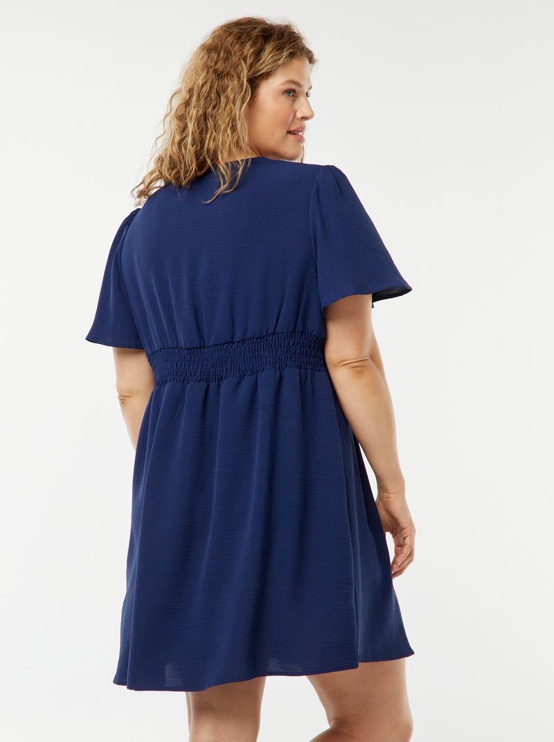 Korte jurk met V-hals en vlindermouwtje BLAUW - Kiabi