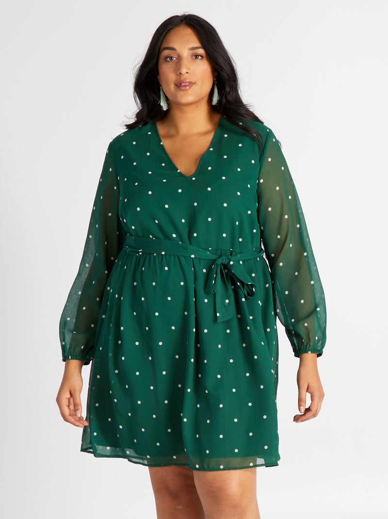 Korte jurk met V-hals GROEN - Kiabi