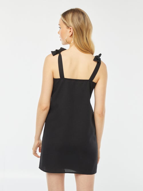 Korte jurk met vierkante hals en strik-schouderbandjes - Kiabi