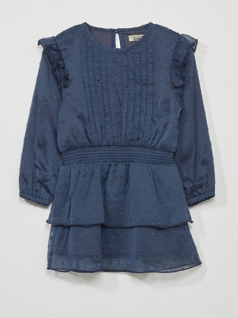 Korte jurk van bolletjestule BLAUW - Kiabi