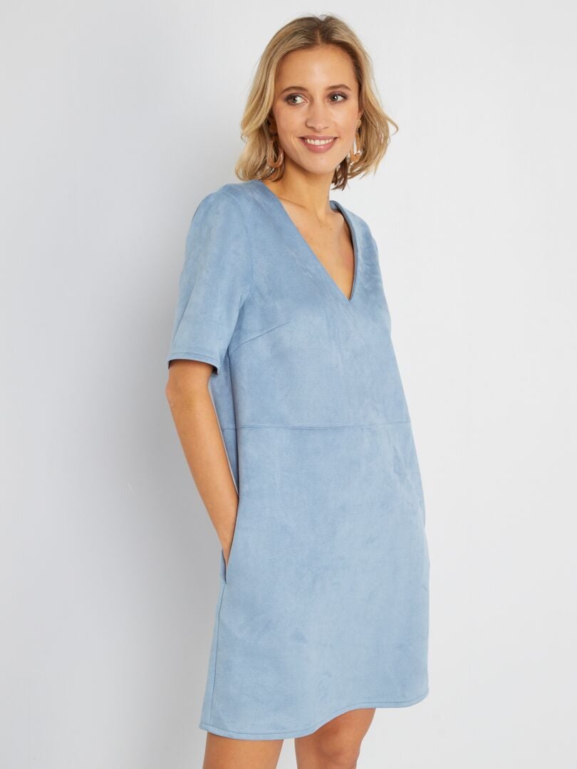 aantal Bezit Geweldig Korte jurk van suèdine - denim blauw - Kiabi - 25.00€