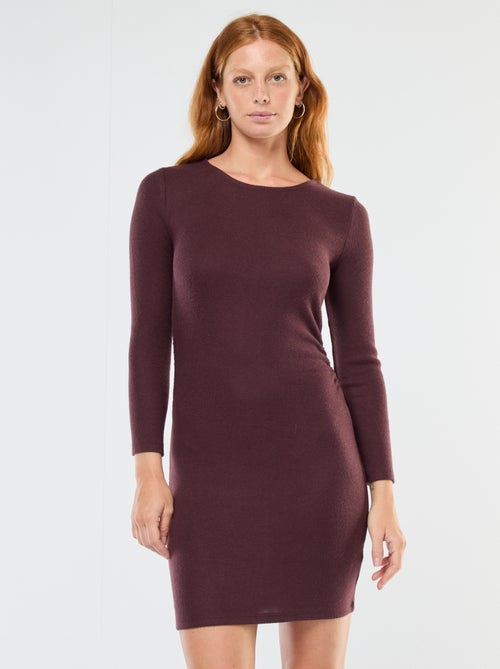 Korte jurk van zacht tricot met lange mouwen - Kiabi