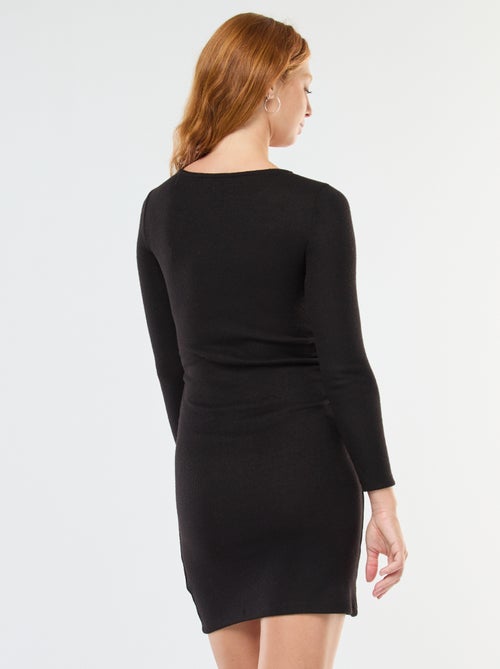 Korte jurk van zacht tricot met lange mouwen - Kiabi