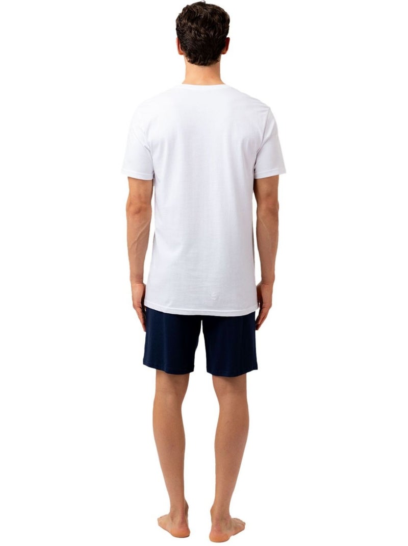 Korte katoenen jersey pyjamaset voor heren fps1194 Wit - Kiabi