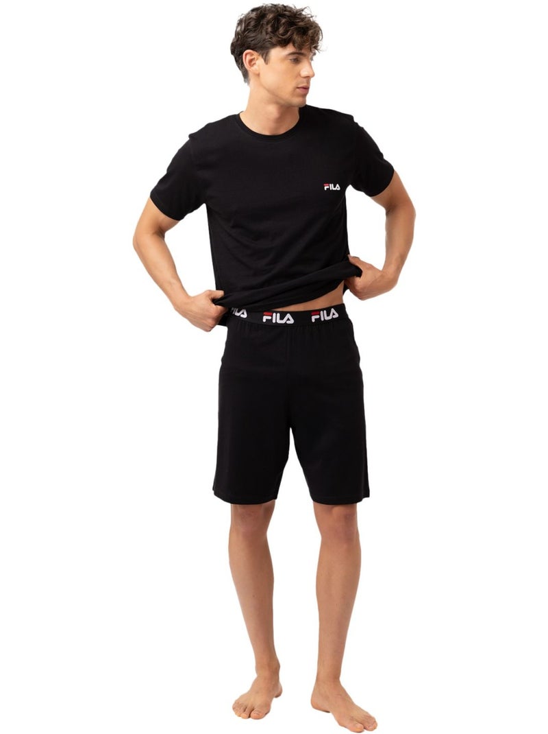 Korte katoenen jersey pyjamaset voor heren fps1194 Zwart - Kiabi