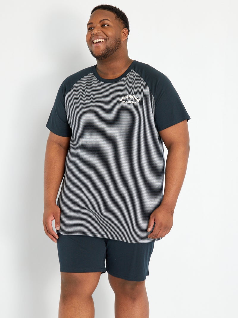 Korte, katoenen pyjama marineblauw - Kiabi