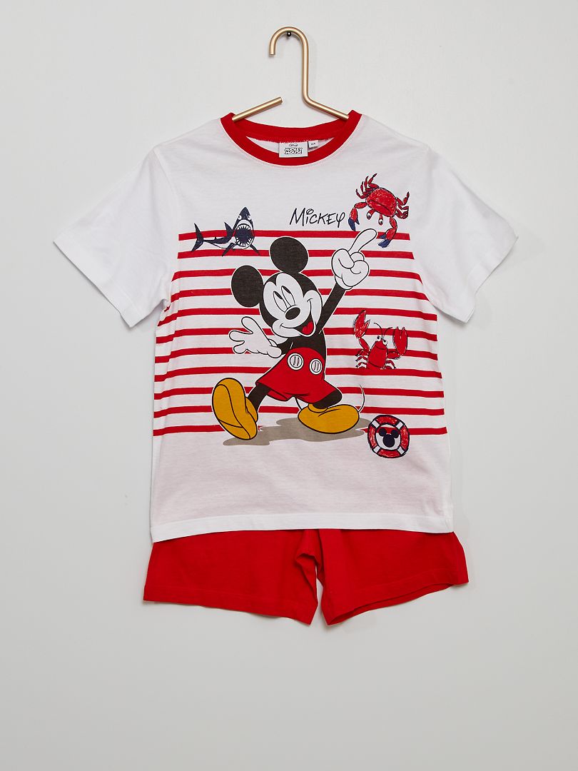 Korte, katoenen pyjama 'Mickey' 'Disney' wit / rood - Kiabi