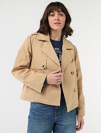 Korte katoenen trenchcoat