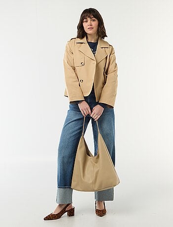 Korte katoenen trenchcoat