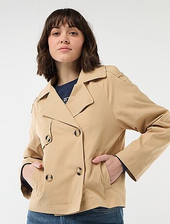 Korte katoenen trenchcoat