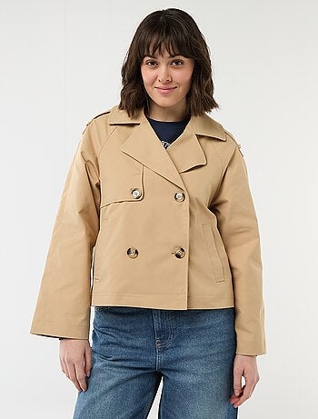 Korte katoenen trenchcoat