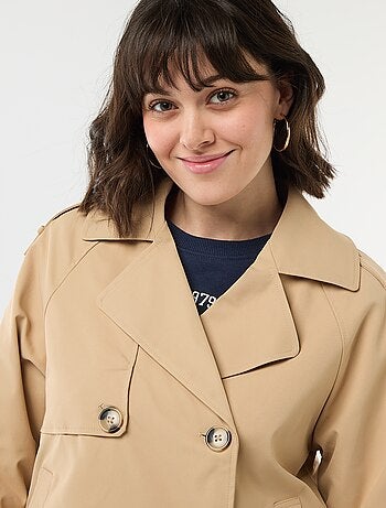 Korte katoenen trenchcoat
