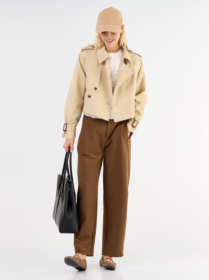 Korte katoenen trenchcoat Biege - Kiabi