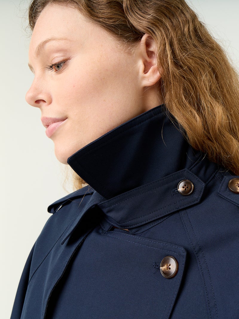 Korte katoenen trenchcoat Blauw - Kiabi