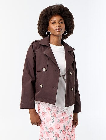 Korte katoenen trenchcoat