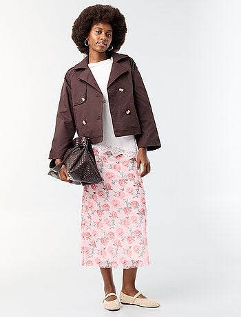 Korte katoenen trenchcoat