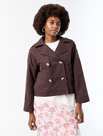 Korte katoenen trenchcoat