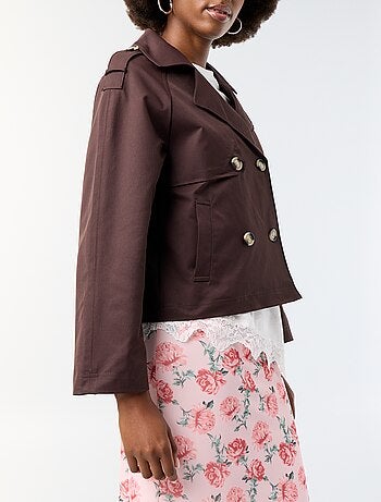 Korte katoenen trenchcoat
