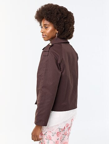 Korte katoenen trenchcoat