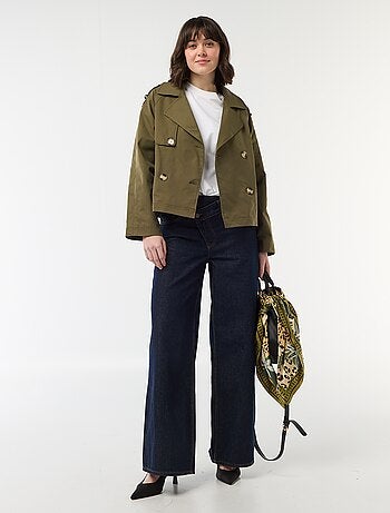 Korte katoenen trenchcoat