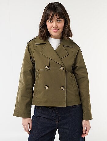 Korte katoenen trenchcoat