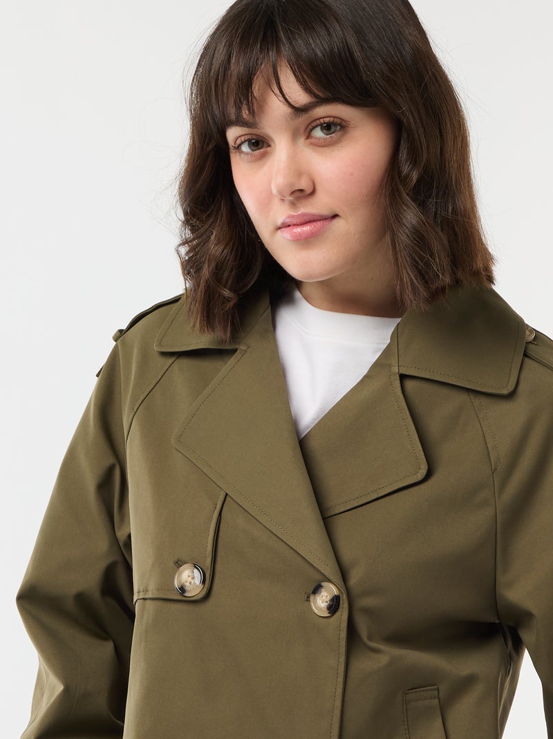 Korte katoenen trenchcoat Kaki - Kiabi