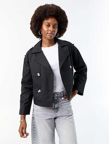Korte katoenen trenchcoat