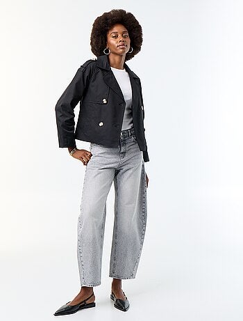 Korte katoenen trenchcoat