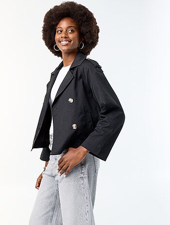 Korte katoenen trenchcoat