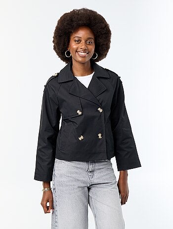 Korte katoenen trenchcoat