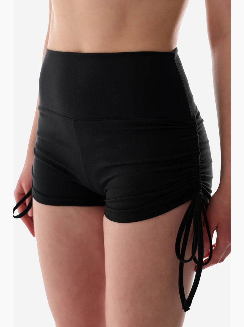 Korte legging met hoge taille, plooidetail en strik penti Zwart - Kiabi