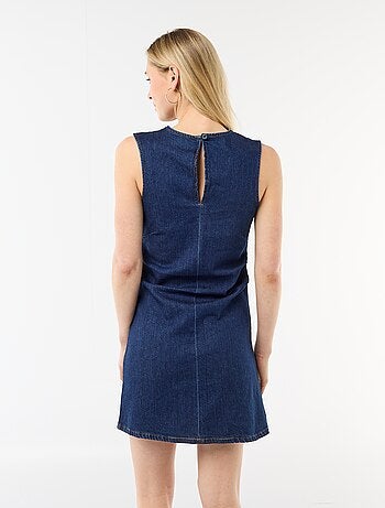 Korte mouwloze denim jurk