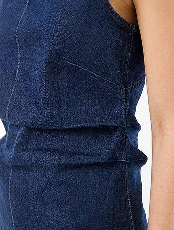 Korte mouwloze denim jurk