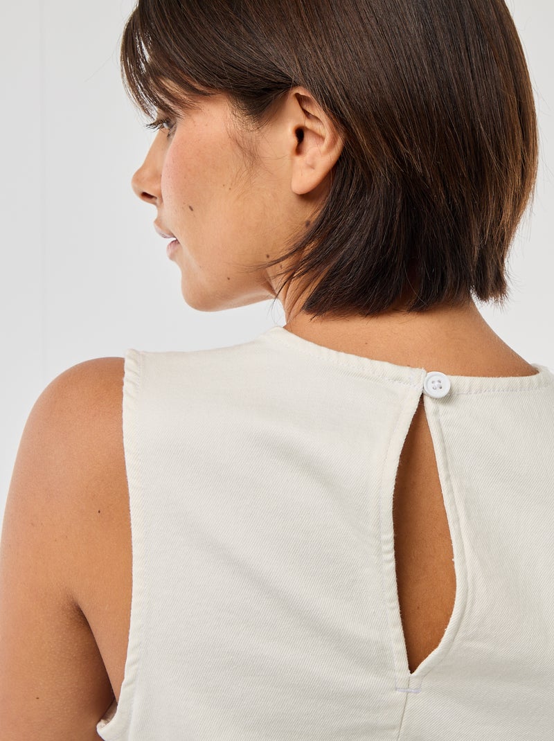 Korte mouwloze denim jurk Wit - Kiabi