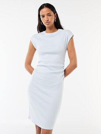 Korte mouwloze jurk van ribstof