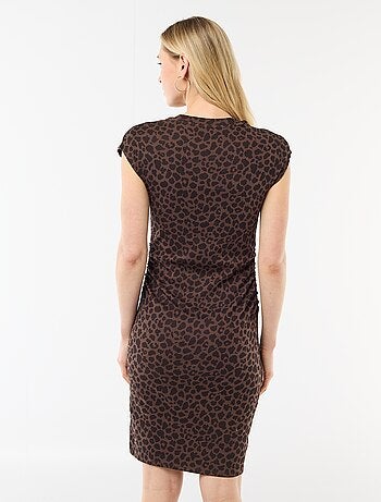 Korte mouwloze jurk van ribstof