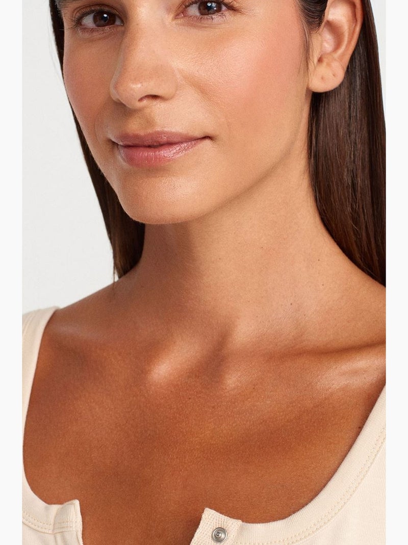 Korte mouwloze top rib dilvin Natuurlijk beige - Kiabi