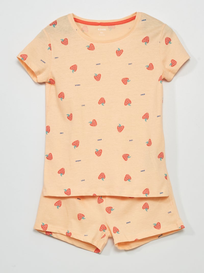Korte pyjama - 2-delig ORANJE - Kiabi