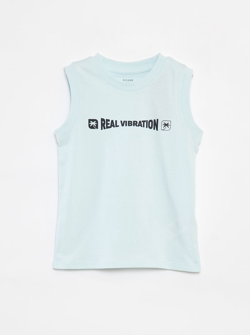 Korte pyjama - Mouwloos T-shirt + short - 2-delig BLAUW - Kiabi