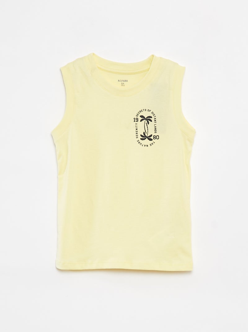 Korte pyjama - Mouwloos T-shirt + short - 2-delig GEEL - Kiabi