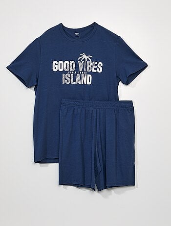 Korte pyjama - Opschrift 'good vibes' - 2-delig - Kiabi
