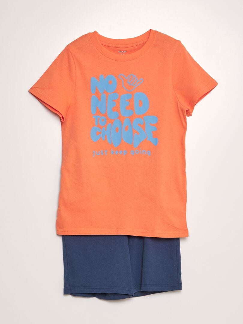 Korte pyjama - Short + T-shirt - 2-delig ORANJE - Kiabi