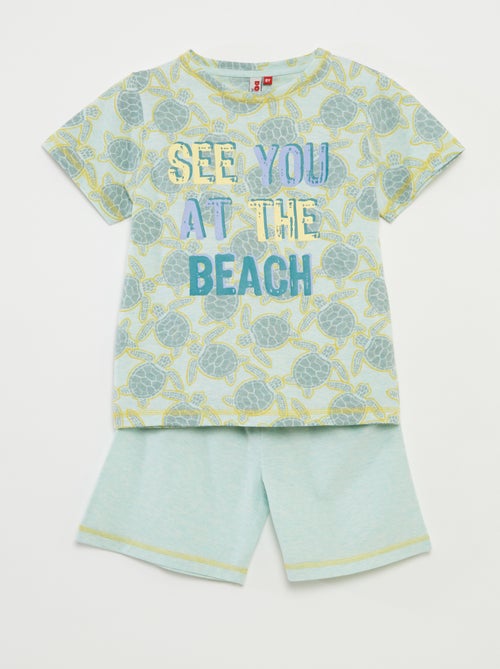 Korte pyjama - T-shirt met print + short - 2-delig - Kiabi
