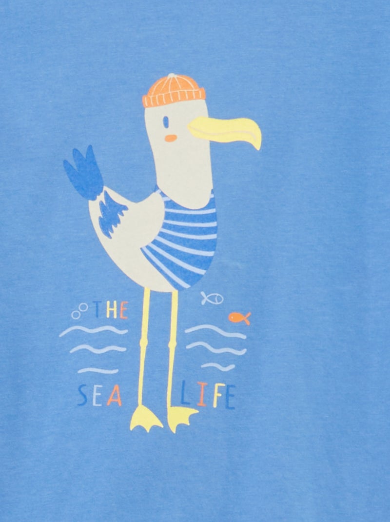 Korte pyjama - T-shirt + short met strepen - 2-delig BLAUW - Kiabi