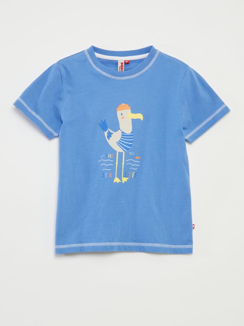 Korte pyjama - T-shirt + short met strepen - 2-delig BLAUW - Kiabi
