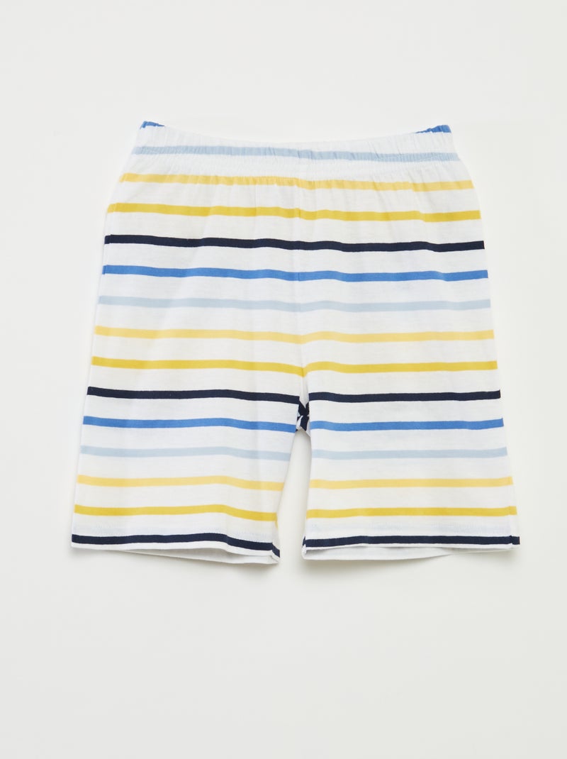 Korte pyjama - T-shirt + short met strepen - 2-delig BLAUW - Kiabi