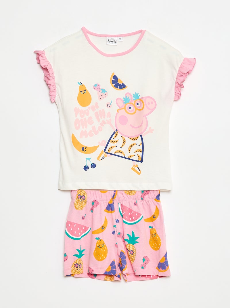 Korte pyjama - T-shirt + short 'Peppa Pig' - 2-delig ROSE - Kiabi